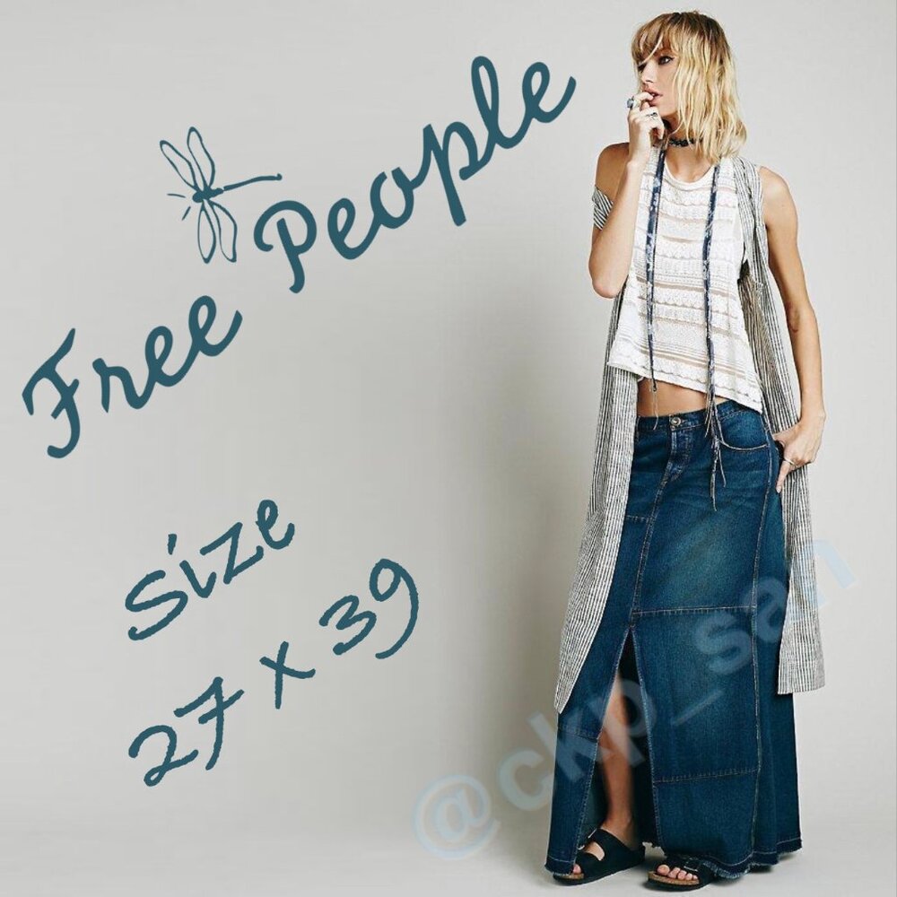 NWOT Free People Leann Patchwork Maxi Skirt Sz 27